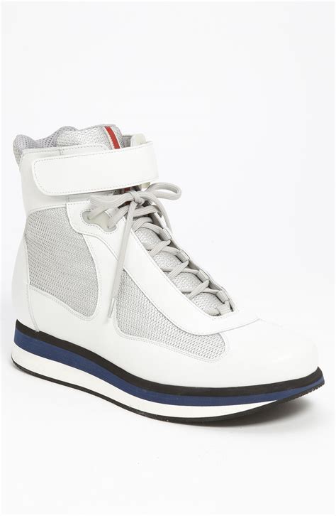 prada white sneakers mens|Prada white high top sneakers.